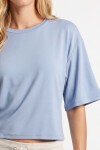 Yarasa Kollu Basic Modal T-shirt MAVİ LUB0357