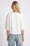 Yarasa Kollu Basic Örme Bluz EKRU LUB0369
