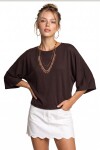 Yarasa Kollu Basic Örme Bluz KAHVERENGİ LUB0369