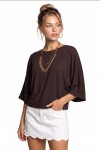 Yarasa Kollu Basic Örme Bluz KAHVERENGİ LUB0369