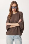 Yarasa Kollu Basic Örme Bluz VİZON LUB0369