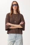 Yarasa Kollu Basic Örme Bluz VİZON LUB0369