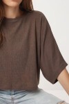 Yarasa Kollu Basic Örme Bluz VİZON LUB0369