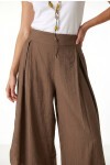 Yırtmaçlı Geniş Ayrobin Pantolon VİZON LUB0378