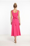 A Kesim Midi Dokuma Elbise PEMBE LNT0042