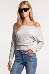 Açık Omuzlu Yumuşak Modal Bluz GRİ MELANJ LBY0017