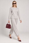 Beli Şallı Modal Bluz Pantolon Takım GRİ MELANJ LBY0073