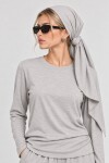 Beli Şallı Modal Bluz Pantolon Takım GRİ MELANJ LBY0073