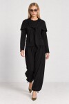 Beli Şallı Modal Bluz Pantolon Takım SİYAH LBY0073