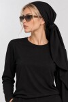 Beli Şallı Modal Bluz Pantolon Takım SİYAH LBY0073