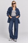 Cep Detaylı Oversize Denim Ceket KOYU MAVİ LBY0086