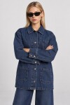 Cep Detaylı Oversize Denim Ceket KOYU MAVİ LBY0086