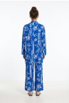 Desenli Yazlık Viskon Kimono Pantolon Takım KOYU MAVİ EKRU LRN0013