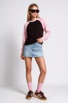 Kontrast Renkli Yumoş Kazak KAHVERENGİ PEMBE LUB0396