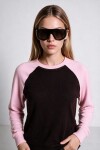 Kontrast Renkli Yumoş Kazak KAHVERENGİ PEMBE LUB0396