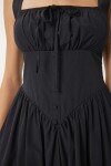 Korse Görünümlü Poplin Midi Elbise SİYAH LUB0224