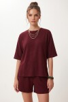 Modal Oversize T-shirt Şort Takım MÜRDÜM LUB0379
