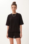 Modal Oversize T-shirt Şort Takım SİYAH LUB0379