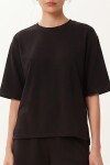 Modal Oversize T-shirt Şort Takım SİYAH LUB0379