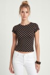 Puantiye Desenli Polyamid T-shirt KAHVERENGİ LZV0083