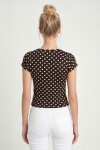 Puantiye Desenli Polyamid T-shirt KAHVERENGİ LZV0083