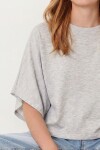 Yarasa Kollu Basic Örme Bluz GRİ MELANJ LUB0369