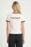 Baskılı Dantel Detaylı Örme T-shirt EKRU LUB0353