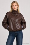 Bomber Suni Deri Ceket KAHVERENGİ LAX0019