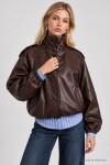 Bomber Suni Deri Ceket KAHVERENGİ LAX0019