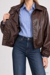 Bomber Suni Deri Ceket KAHVERENGİ LAX0019