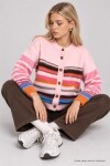 Çizgili Oversize Triko Hırka PEMBE LYY0156