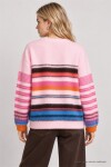 Çizgili Oversize Triko Hırka PEMBE LYY0156