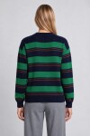 Çizgili Oversize Triko Kazak 4302 LACİVERT YEŞİL LKİ0076