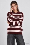 Çizgili Oversize Triko Kazak BORDO PEMBE LMA0001