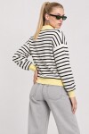 Çizgili Polo Yaka Oversize Triko Kazak 4419 EKRU SARI LKİ0056