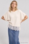 Dantelli Mevsimlik Triko Bluz KEMİK LAS0013