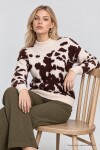 Desenli Oversize Yumoş Kazak TAŞ KAHVERENGİ LKR0003