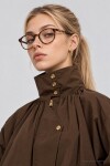 Dik Yaka Oversize Paraşüt Ceket KAHVERENGİ LBY0089