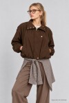 Dik Yaka Oversize Paraşüt Ceket KAHVERENGİ LBY0089