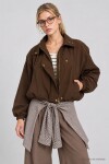 Dik Yaka Oversize Paraşüt Ceket KAHVERENGİ LBY0089