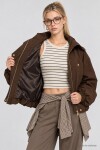 Dik Yaka Oversize Paraşüt Ceket KAHVERENGİ LBY0089