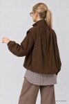 Dik Yaka Oversize Paraşüt Ceket KAHVERENGİ LBY0089