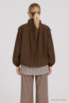 Dik Yaka Oversize Paraşüt Ceket KAHVERENGİ LBY0089