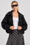 Dik Yaka Oversize Paraşüt Ceket SİYAH LBY0089