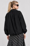 Dik Yaka Oversize Paraşüt Ceket SİYAH LBY0089