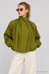 Dik Yaka Oversize Paraşüt Ceket YAĞ YEŞİLİ LBY0089