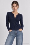 Düğmeli Basic Fitili Örme Hırka LACİVERT LRN0001