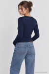 Düğmeli Basic Fitili Örme Hırka LACİVERT LRN0001