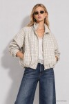 Ekose Desenli Bomber Ceket KEMİK LACİVERT LAZ0021