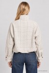 Ekose Desenli Bomber Ceket KEMİK LACİVERT LAZ0021
